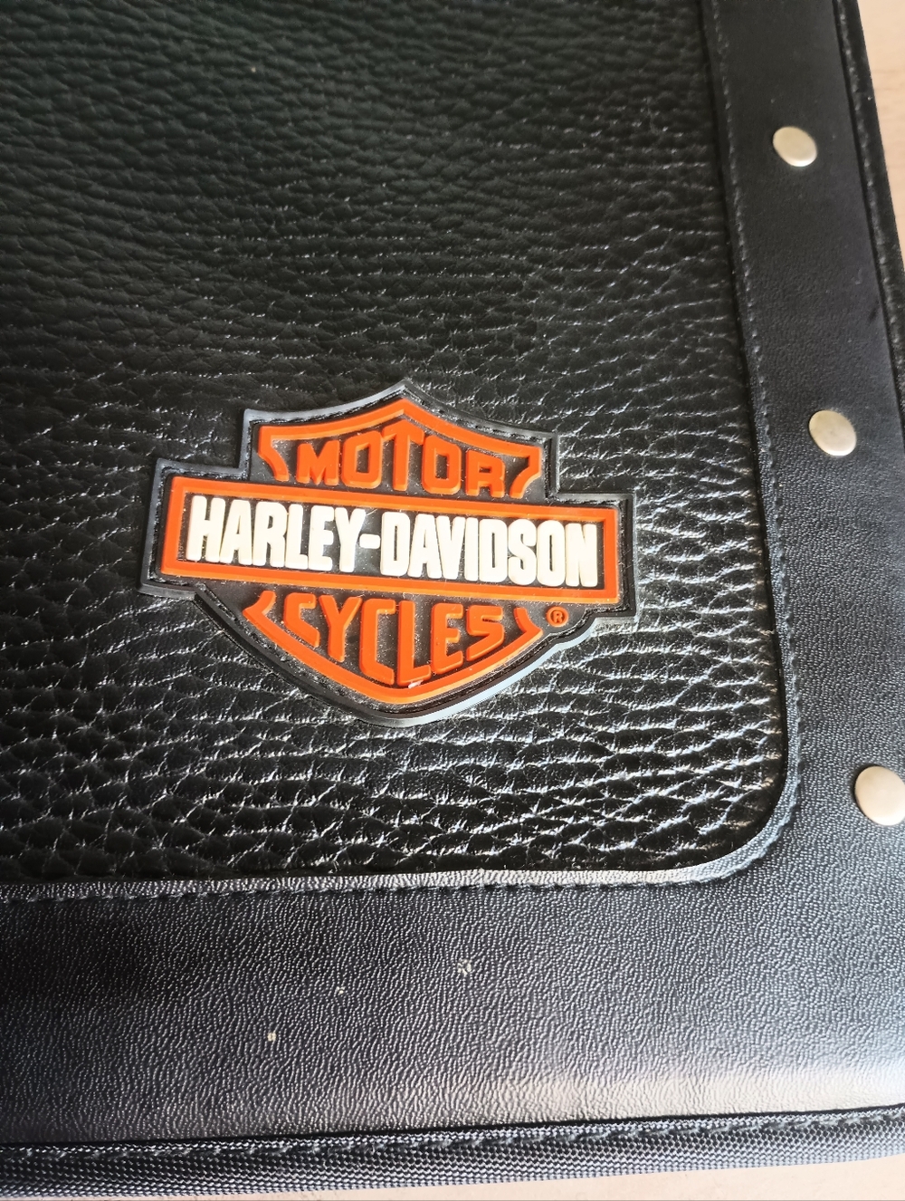 Vtg Mead Harley Davidson Trapper Keeper Binder Organizer Studded Leather 90s - Picture 3 of 14